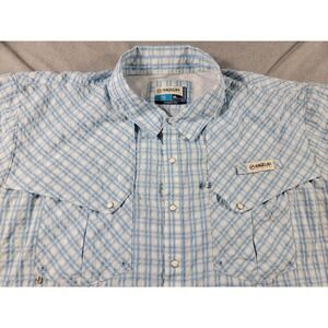 Magellan Shirt 3XL Light Blue Plaid S/S Pearl Snap Fish Gear‎ Vented Classic Fit